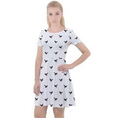 Birds Flying Motif Silhouette Print Pattern Cap Sleeve Velour Dress  by dflcprintsclothing