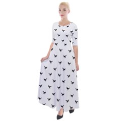 Birds Flying Motif Silhouette Print Pattern Half Sleeves Maxi Dress by dflcprintsclothing