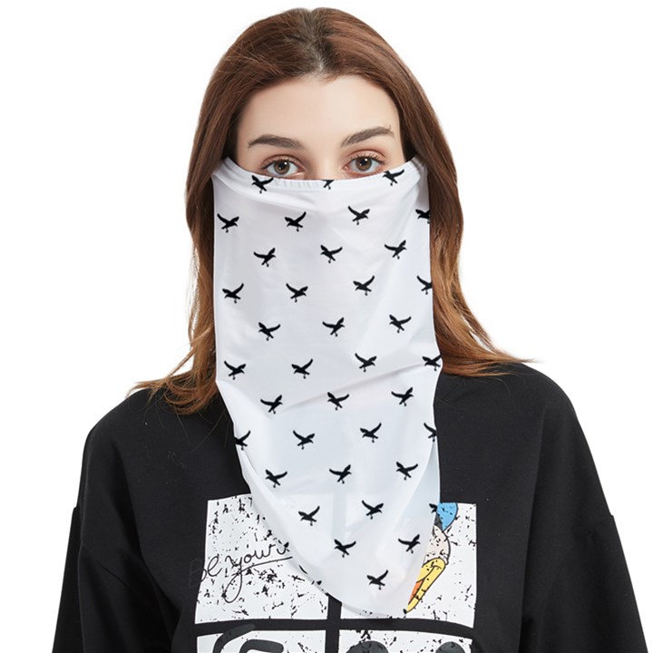 Birds Flying Motif Silhouette Print Pattern Face Covering Bandana (Triangle)