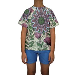 Flower Mandala Kids  Short Sleeve Swimwear by goljakoff