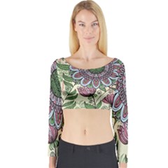 Flower Mandala Long Sleeve Crop Top by goljakoff