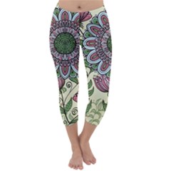 Flower Mandala Capri Winter Leggings  by goljakoff