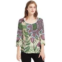 Flower Mandala Chiffon Quarter Sleeve Blouse by goljakoff