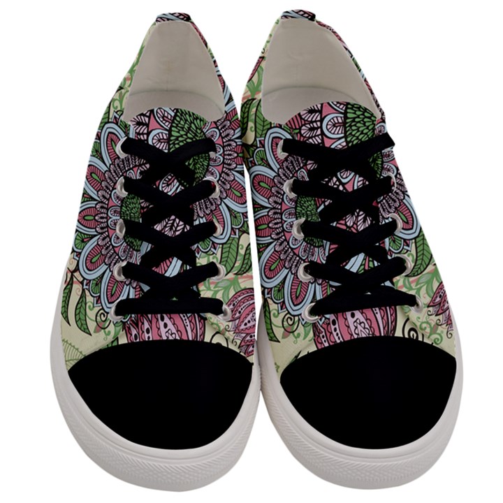 Flower mandala Men s Low Top Canvas Sneakers