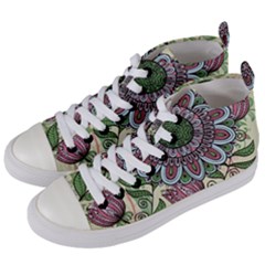 Flower Mandala Women s Mid-top Canvas Sneakers by goljakoff