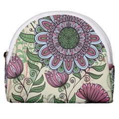 Flower Mandala Horseshoe Style Canvas Pouch by goljakoff