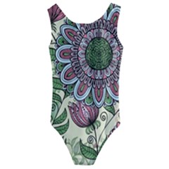 Flower Mandala Kids  Cut-out Back One Piece Swimsuit by goljakoff