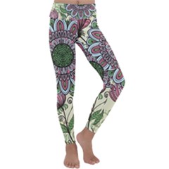 Flower Mandala Kids  Lightweight Velour Classic Yoga Leggings by goljakoff