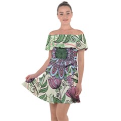 Flower Mandala Off Shoulder Velour Dress by goljakoff