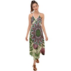 Flower Mandala Halter Tie Back Dress  by goljakoff