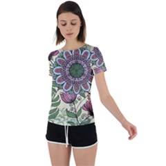 Flower Mandala Back Circle Cutout Sports Tee