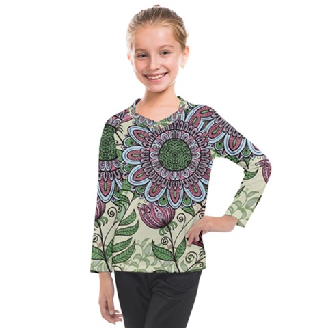 Flower Mandala Kids  Long Mesh Tee by goljakoff