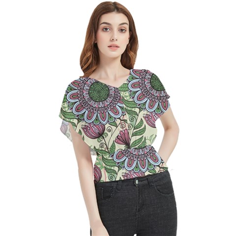 Flower Mandala Butterfly Chiffon Blouse by goljakoff