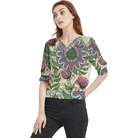 Flower Mandala Quarter Sleeve Blouse by goljakoff