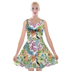 Peacock Pattern Velvet Skater Dress by goljakoff