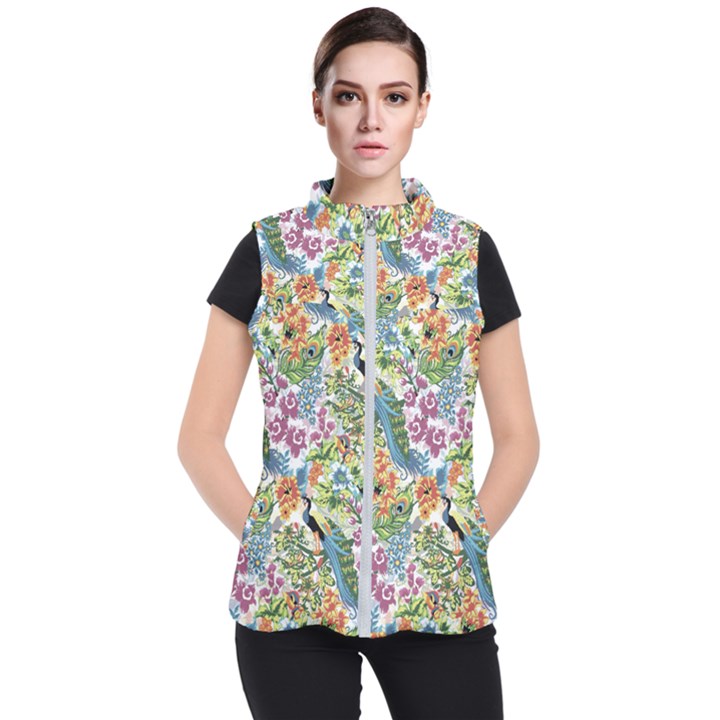 Peacock pattern Women s Puffer Vest