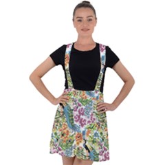 Peacock Pattern Velvet Suspender Skater Skirt by goljakoff