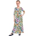 Peacock pattern Kids  Quarter Sleeve Maxi Dress View1