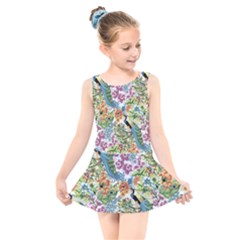 Peacock Pattern Kids  Skater Dress Swimsuit by goljakoff