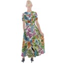 Peacock pattern Button Up Short Sleeve Maxi Dress View2