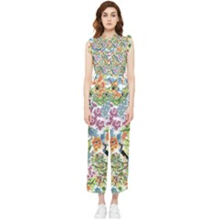 Peacock Pattern Women s Frill Top Jumpsuit