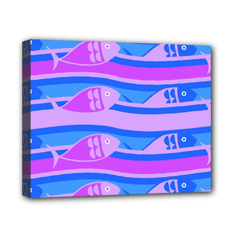 Fish Texture Blue Violet Module Canvas 10  X 8  (stretched) by HermanTelo