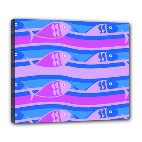 Fish Texture Blue Violet Module Deluxe Canvas 24  X 20  (stretched)