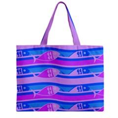 Fish Texture Blue Violet Module Zipper Mini Tote Bag