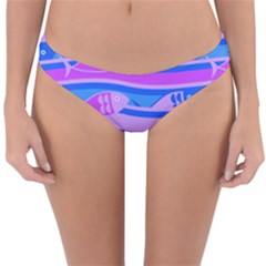 Fish Texture Blue Violet Module Reversible Hipster Bikini Bottoms