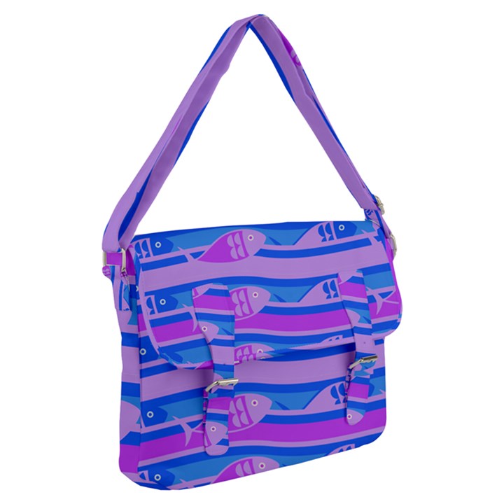 Fish Texture Blue Violet Module Buckle Messenger Bag