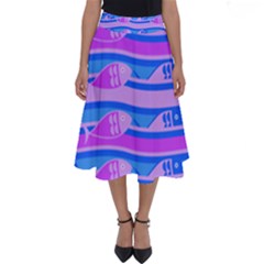 Fish Texture Blue Violet Module Perfect Length Midi Skirt by HermanTelo