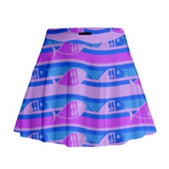 Fish Texture Blue Violet Module Mini Flare Skirt by HermanTelo