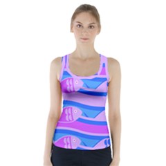 Fish Texture Blue Violet Module Racer Back Sports Top