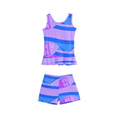 Fish Texture Blue Violet Module Kids  Boyleg Swimsuit