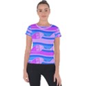 Fish Texture Blue Violet Module Short Sleeve Sports Top  View1