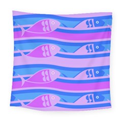 Fish Texture Blue Violet Module Square Tapestry (large)