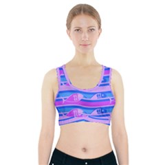 Fish Texture Blue Violet Module Sports Bra With Pocket