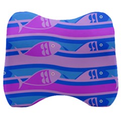 Fish Texture Blue Violet Module Velour Head Support Cushion