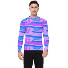 Fish Texture Blue Violet Module Men s Long Sleeve Rash Guard