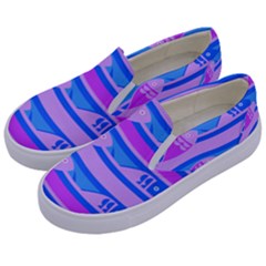 Fish Texture Blue Violet Module Kids  Canvas Slip Ons