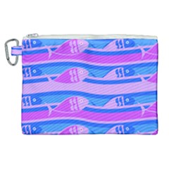 Fish Texture Blue Violet Module Canvas Cosmetic Bag (xl) by HermanTelo