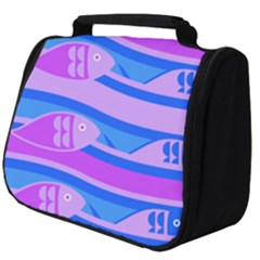 Fish Texture Blue Violet Module Full Print Travel Pouch (big) by HermanTelo