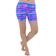 Fish Texture Blue Violet Module Lightweight Velour Yoga Shorts