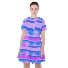 Fish Texture Blue Violet Module Sailor Dress by HermanTelo