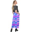 Fish Texture Blue Violet Module Velour Split Maxi Skirt View2