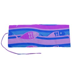 Fish Texture Blue Violet Module Roll Up Canvas Pencil Holder (s) by HermanTelo