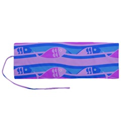 Fish Texture Blue Violet Module Roll Up Canvas Pencil Holder (m)