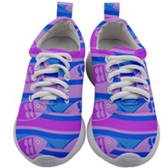 Fish Texture Blue Violet Module Kids Athletic Shoes by HermanTelo