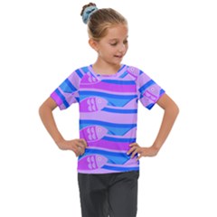 Fish Texture Blue Violet Module Kids  Mesh Piece Tee