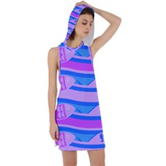 Fish Texture Blue Violet Module Racer Back Hoodie Dress